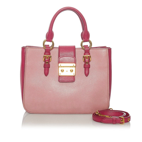 ミュウミュウ ハンドバッグ ショルダーバッグ 2WAY ピンク レザー レディース MIUMIU 【中古】