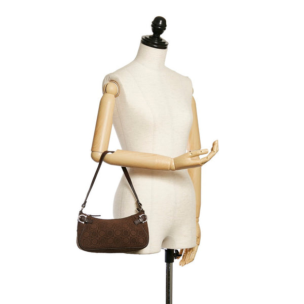 サルヴァトーレフェラガモ ガンチーニ AU-21 4435 ブラウン パイル レザー ポーチ レディース Salvatore Ferragamo 【中古】