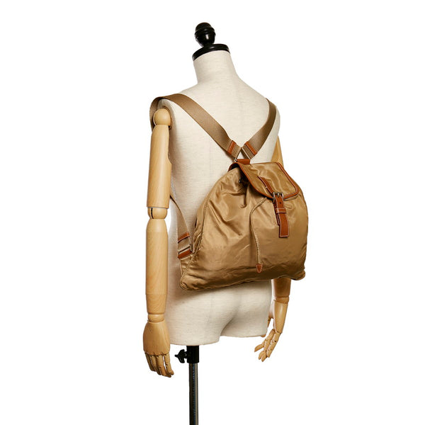 プラダ リュック バックパック ベージュ ナイロン レザー レディース PRADA 【中古】