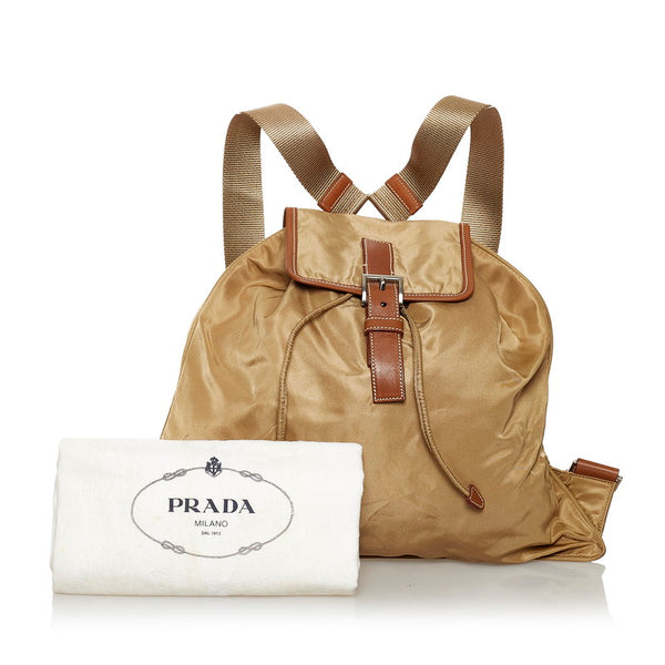 プラダ リュック バックパック ベージュ ナイロン レザー レディース PRADA 【中古】