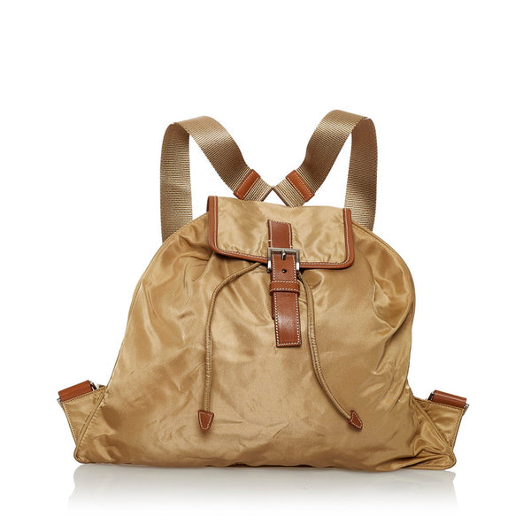 プラダ リュック バックパック ベージュ ナイロン レザー レディース PRADA 【中古】