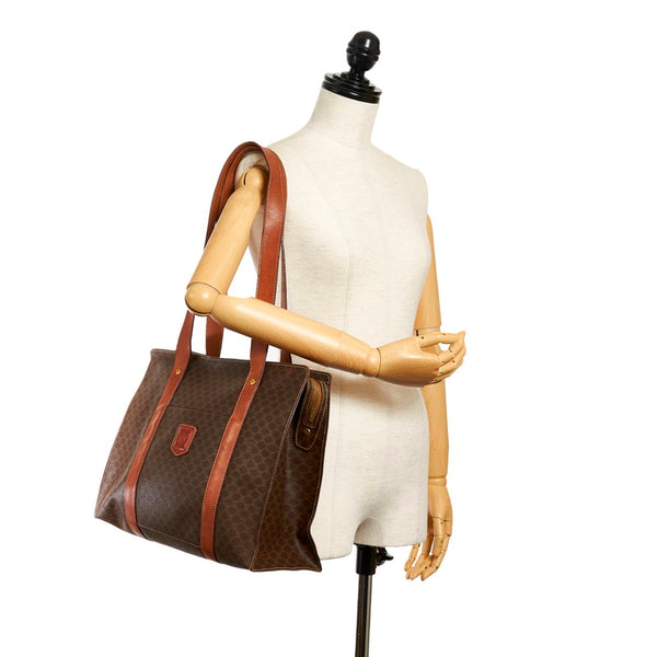 セリーヌ マカダム トートバッグ ブラウン PVC レザー レディース CELINE 【中古】