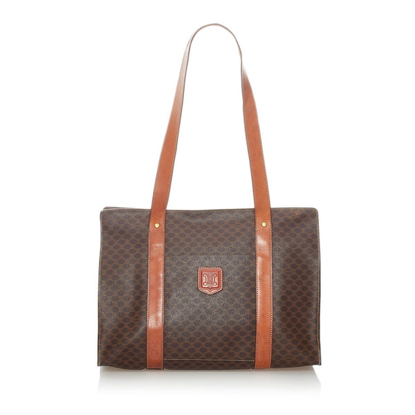 セリーヌ マカダム トートバッグ ブラウン PVC レザー レディース CELINE 【中古】