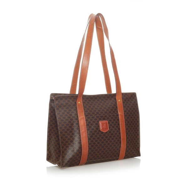 セリーヌ マカダム トートバッグ ブラウン PVC レザー レディース CELINE 【中古】