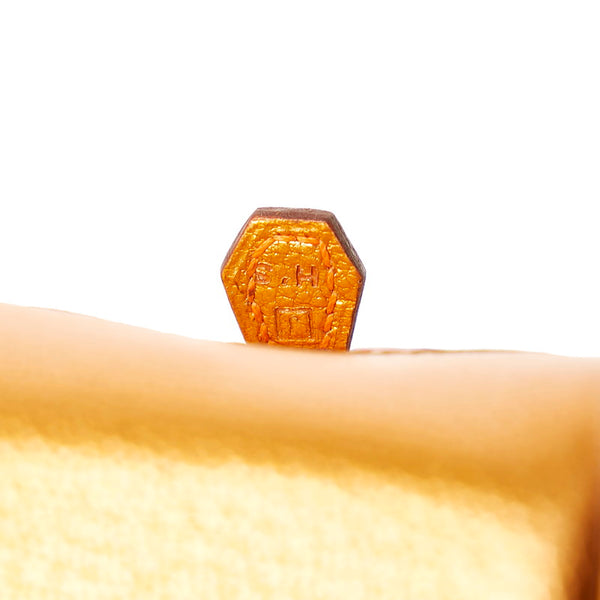 エルメス ミニプリュム ハンドバッグ メタリックオレンジ レザー レディース HERMES 【中古】