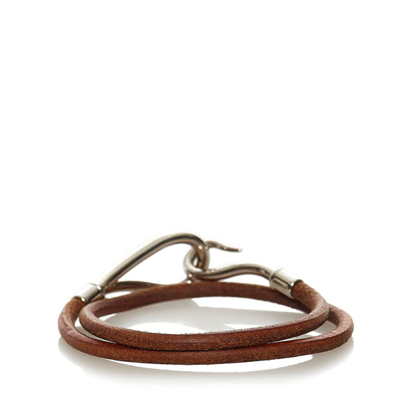 エルメス ブレスレット ブラウンシルバー レザー メタル レディース HERMES 【中古】