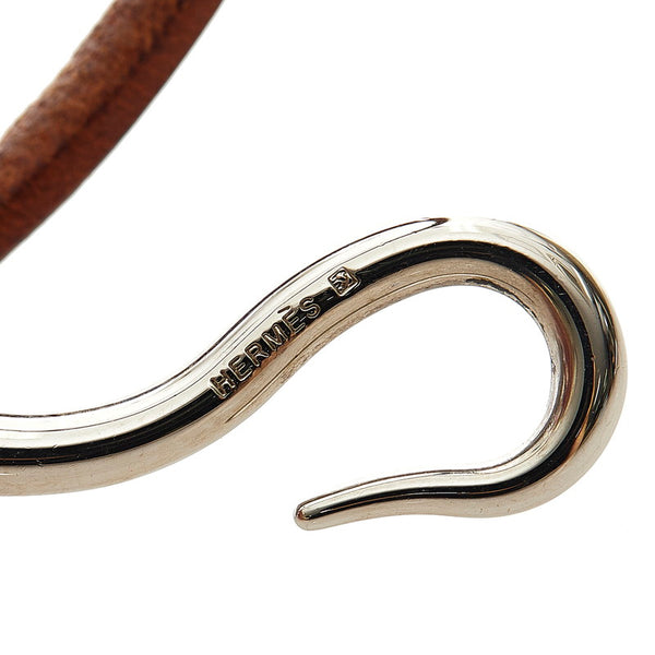 エルメス ブレスレット ブラウンシルバー レザー メタル レディース HERMES 【中古】