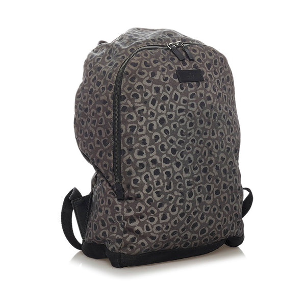 グッチ レオパード リュック バックパック 353476 グレー ナイロン メンズ GUCCI 【中古】