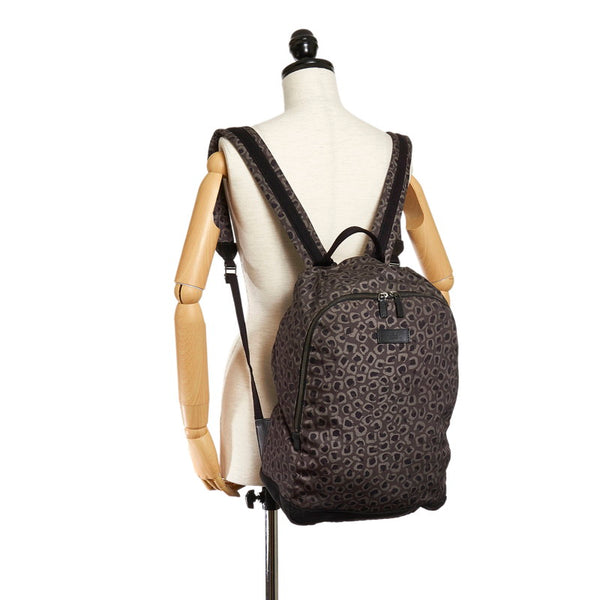 グッチ レオパード リュック バックパック 353476 グレー ナイロン メンズ GUCCI 【中古】