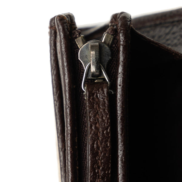 グッチ GGキャンバス 二つ折り財布 154258 ベージュ ブラウン キャンバス レザー レディース GUCCI 【中古】