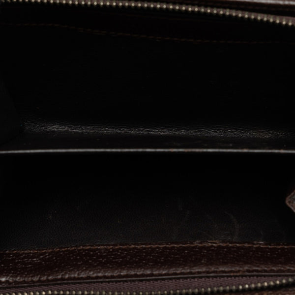 グッチ GGキャンバス 二つ折り財布 154258 ベージュ ブラウン キャンバス レザー レディース GUCCI 【中古】