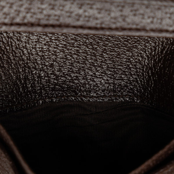 グッチ GGキャンバス 二つ折り財布 154258 ベージュ ブラウン キャンバス レザー レディース GUCCI 【中古】