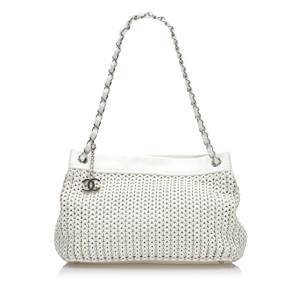 シャネル チェーン ショルダーバッグ ホワイト レザー レディース CHANEL 【中古】