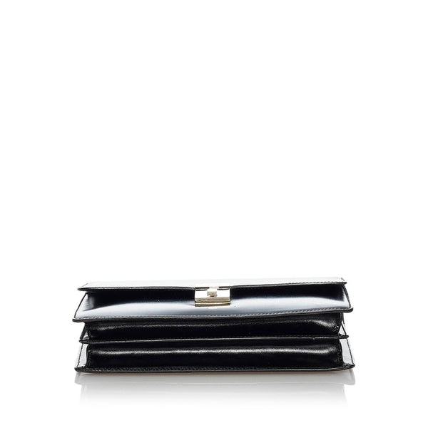 グッチ ロゴマーク 018 1600 ブラック レザー セカンドバッグ メンズ GUCCI 【中古】