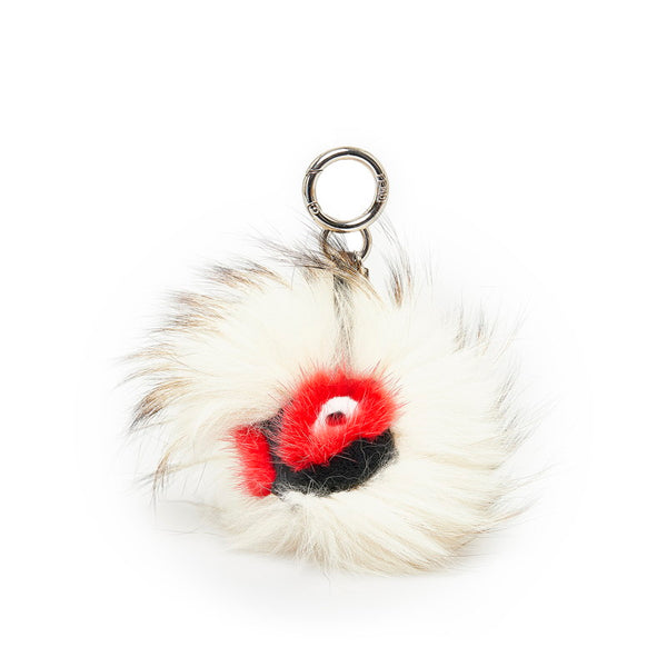 フェンディ モンスター キーホルダー チャーム レッド ベージュ マルチカラー ファー レディース FENDI 【中古】