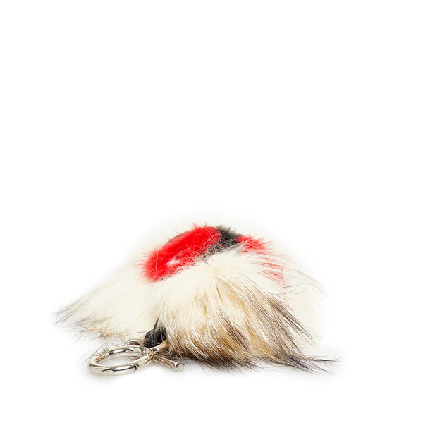 フェンディ モンスター キーホルダー チャーム レッド ベージュ マルチカラー ファー レディース FENDI 【中古】