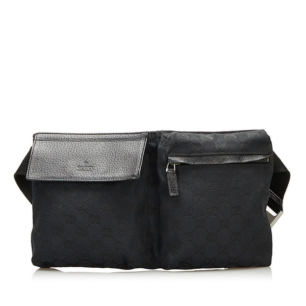 グッチ GGキャンバス ボディバッグ ウエストバッグ 28566 ブラック キャンバス レザー レディース GUCCI 【中古】