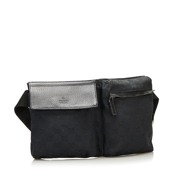 グッチ GGキャンバス ボディバッグ ウエストバッグ 28566 ブラック キャンバス レザー レディース GUCCI 【中古】