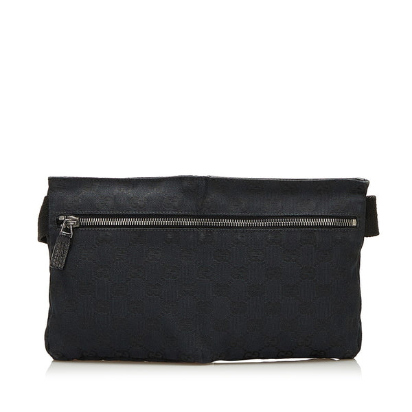 グッチ GGキャンバス ボディバッグ ウエストバッグ 28566 ブラック キャンバス レザー レディース GUCCI 【中古】