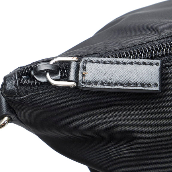 プラダ 三角ロゴプレート トートバッグ ショルダーバッグ 2WAY VA0897 ブラック ナイロン レザー レディース PRADA 【中古】