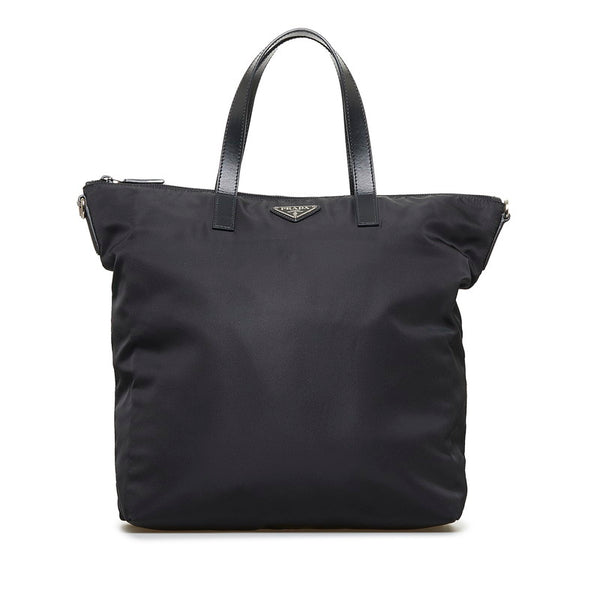 プラダ 三角ロゴプレート トートバッグ ショルダーバッグ 2WAY VA0897 ブラック ナイロン レザー レディース PRADA 【中古】