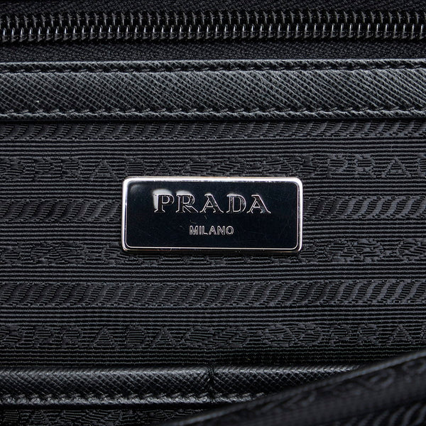 プラダ 三角ロゴプレート トートバッグ ショルダーバッグ 2WAY VA0897 ブラック ナイロン レザー レディース PRADA 【中古】