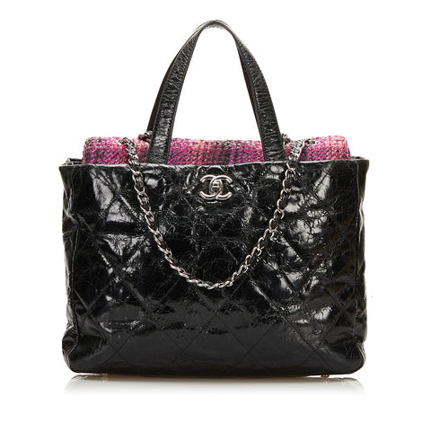 シャネル ポートベロー チェーン ショルダーバッグ トートバッグ 2WAY ブラック レザー ツイード レディース CHANEL 【中古】