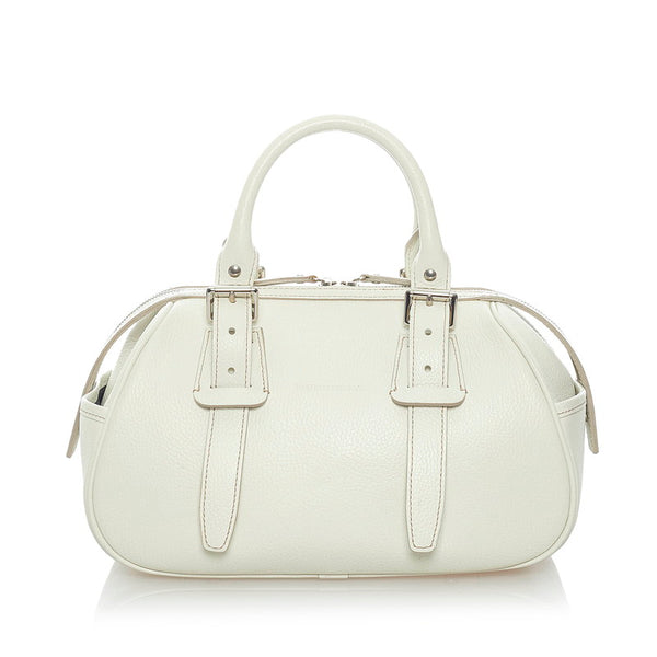 バーバリー ノバチェック ハンドバッグ ホワイト レザー レディース BURBERRY 【中古】