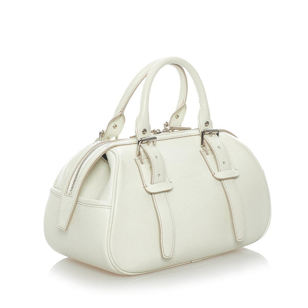 バーバリー ノバチェック ハンドバッグ ホワイト レザー レディース BURBERRY 【中古】