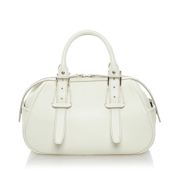 バーバリー ノバチェック ハンドバッグ ホワイト レザー レディース BURBERRY 【中古】