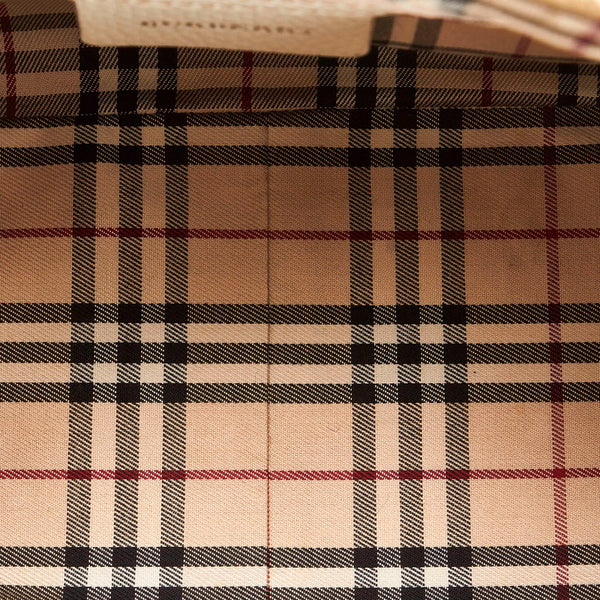バーバリー ノバチェック ハンドバッグ ホワイト レザー レディース BURBERRY 【中古】