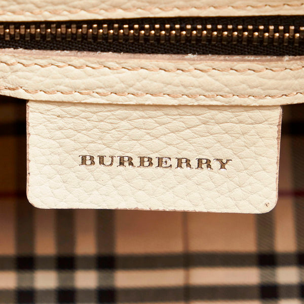 バーバリー ノバチェック ハンドバッグ ホワイト レザー レディース BURBERRY 【中古】