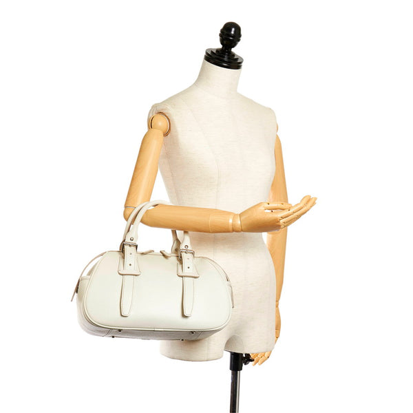 バーバリー ノバチェック ハンドバッグ ホワイト レザー レディース BURBERRY 【中古】