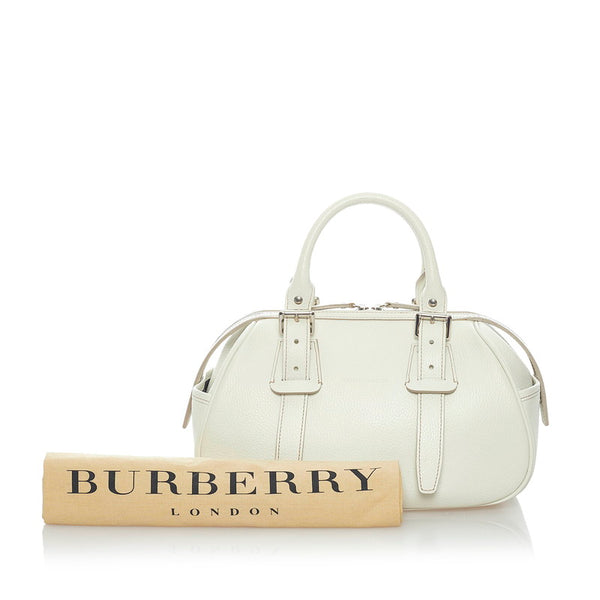 バーバリー ノバチェック ハンドバッグ ホワイト レザー レディース BURBERRY 【中古】