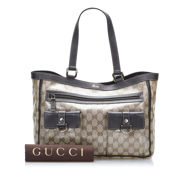 グッチ GGクリスタル トートバッグ ショルダーバッグ 268639 ベージュ ブラウン PVC レザー レディース GUCCI 【中古】