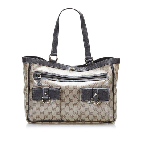 グッチ GGクリスタル トートバッグ ショルダーバッグ 268639 ベージュ ブラウン PVC レザー レディース GUCCI 【中古】