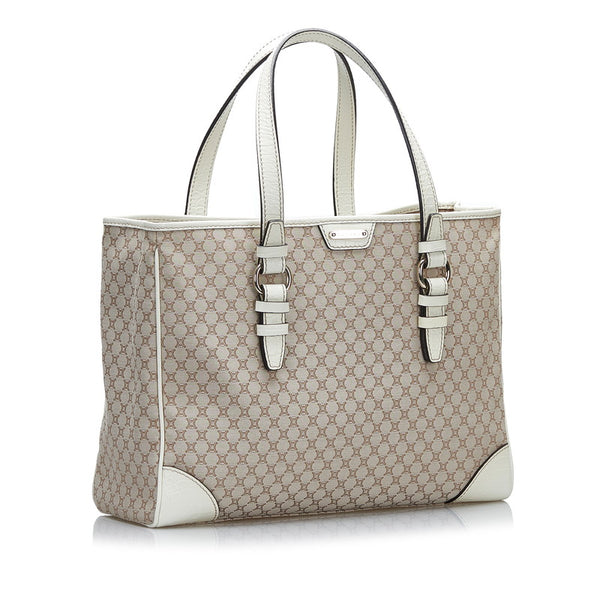 セリーヌ マカダム トートバッグ ショルダーバッグ ベージュ ホワイト キャンバス レザー レディース CELINE 【中古】