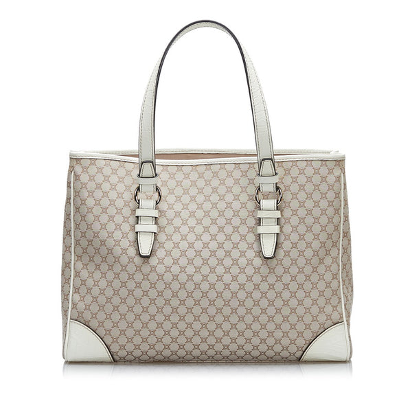 セリーヌ マカダム トートバッグ ショルダーバッグ ベージュ ホワイト キャンバス レザー レディース CELINE 【中古】