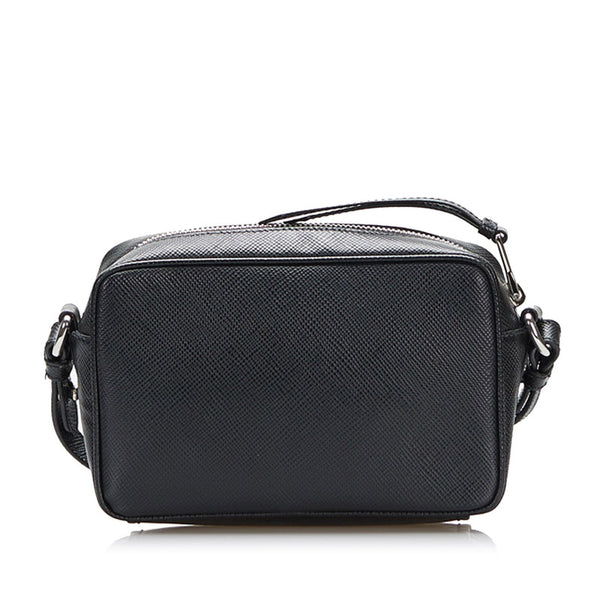 プラダ サフィアーノ 斜め掛け ショルダーバッグ ブラック レザー レディース PRADA 【中古】