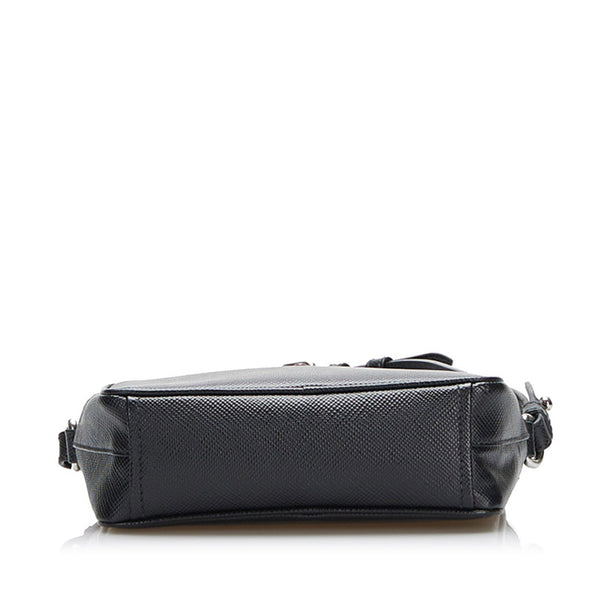 プラダ サフィアーノ 斜め掛け ショルダーバッグ ブラック レザー レディース PRADA 【中古】