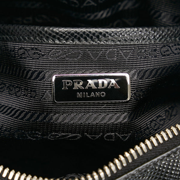 プラダ サフィアーノ 斜め掛け ショルダーバッグ ブラック レザー レディース PRADA 【中古】