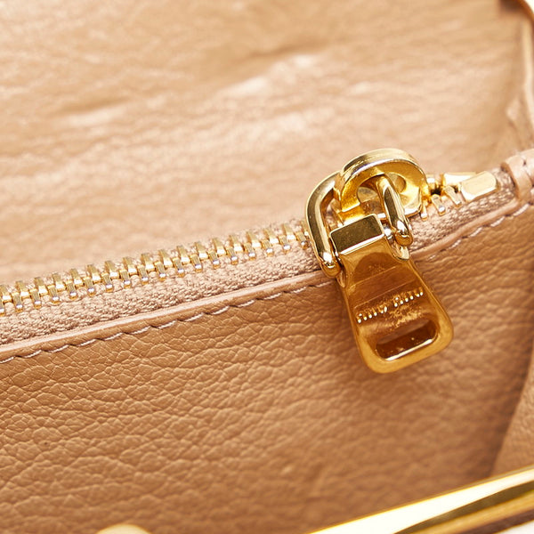 ミュウミュウ リボン ベージュ レザー 長財布 レディース MIUMIU 【中古】