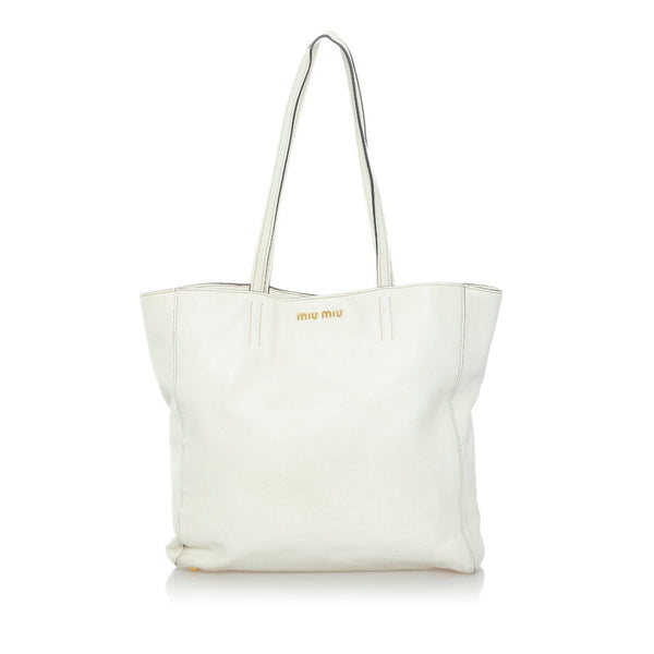 ミュウミュウ トートバッグ ホワイト レザー レディース MIUMIU 【中古】