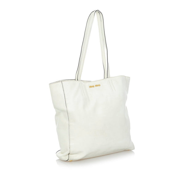 ミュウミュウ トートバッグ ホワイト レザー レディース MIUMIU 【中古】