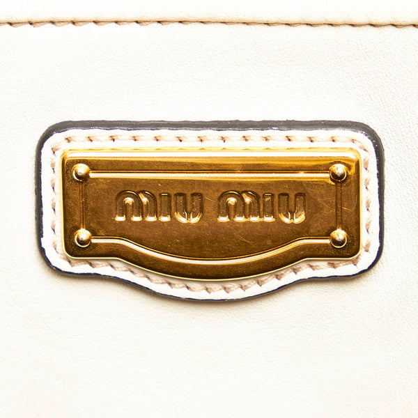 ミュウミュウ トートバッグ ホワイト レザー レディース MIUMIU 【中古】
