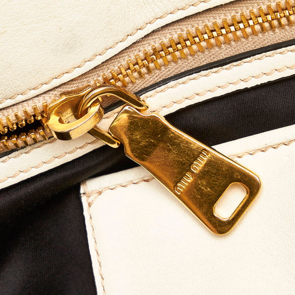 ミュウミュウ トートバッグ ホワイト レザー レディース MIUMIU 【中古】