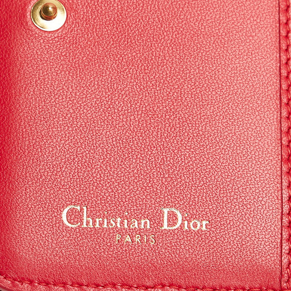 クリスチャンディオール カロ バイフォールドウォレット ラウンドファスナー レッド レザー レディース Christian Dior 【中古】