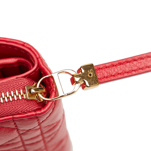 クリスチャンディオール カロ バイフォールドウォレット ラウンドファスナー レッド レザー レディース Christian Dior 【中古】