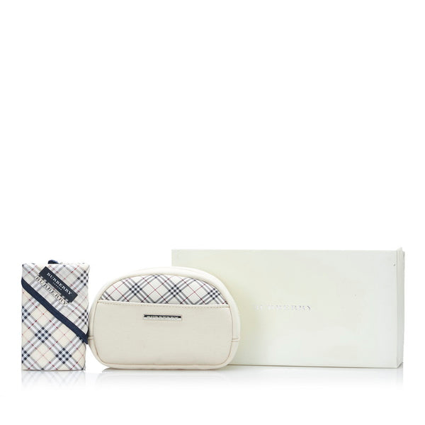 バーバリー ノバチェック ポーチ ハンカチ セット ベージュ キャンバス レディース BURBERRY 【中古】