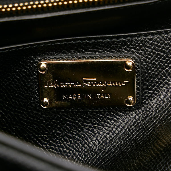 サルヴァトーレフェラガモ ヴァラリボン チェーン ハンドバッグ ショルダーバッグ 2WAY EZ-21 G697 ブラック レザー レディース Salvatore Ferragamo 【中古】